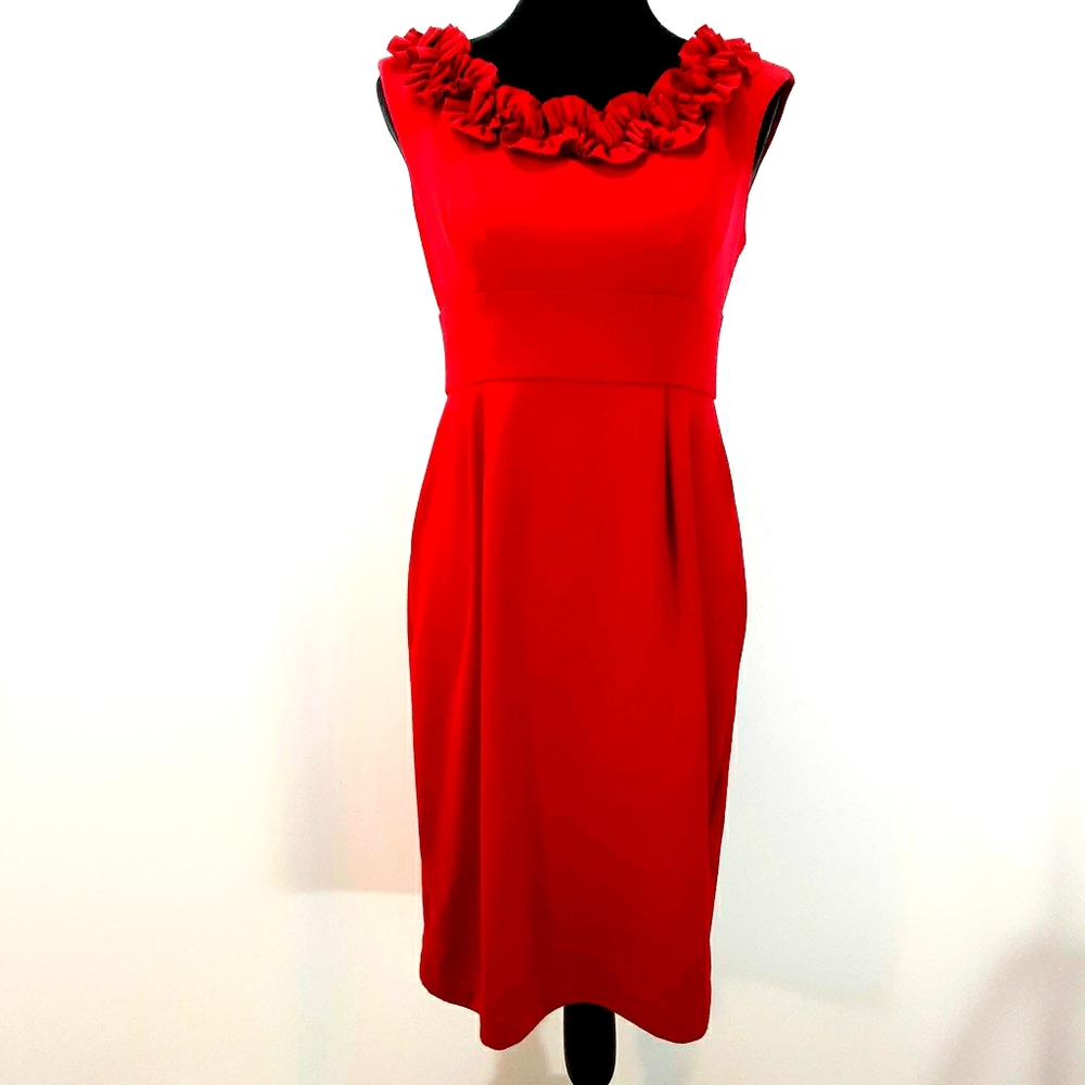 "LondonTimes"Lovely Flirty Ruffled Red Dressy Sz 6